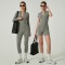 2025 cross-border solid color long-sleeved zippered yoga jumpsuit, European and American high-neck slimming fitness jumpsuit for outerwear.