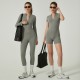 2025 cross-border solid color long-sleeved zippered yoga jumpsuit, European and American high-neck slimming fitness jumpsuit for outerwear.