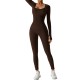 Cross-border dropshipping: Classic Autumn/Winter Long-Sleeved Women's Ribbed Bodysuit with High Elasticity for Fitness and Yoga.