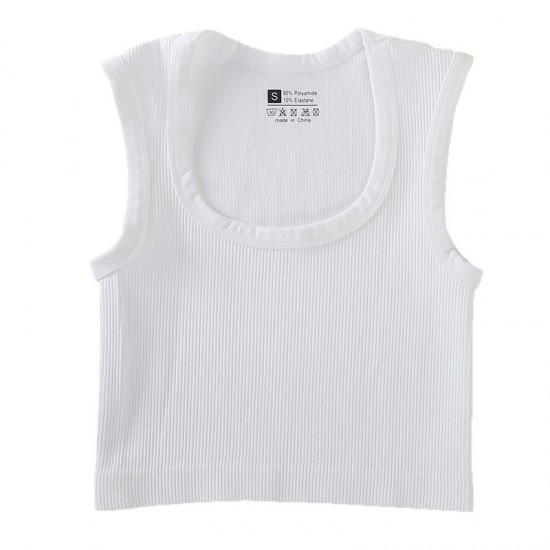 New Amazon large square-neck ribbed yoga vest, quick-drying, versatile for running.