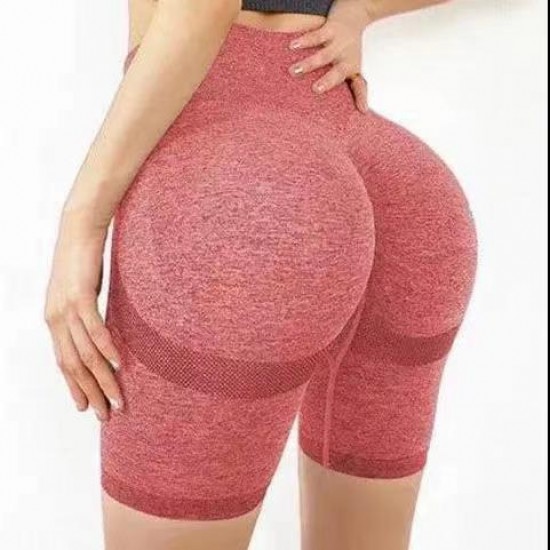Cross-border smiley face high-waisted breathable stretch peach hip-lifting tights, quick-drying fitness shorts for women.
