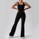 New Cross-border European and American Hollow Back Bodysuit, Peach Hip-Lifting Fitness Fitness Suit, Slightly Flared Yoga Bodysuit for Women