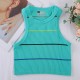 Retro American-style colorful striped knitted vest for women, summer base layer, halter top for outerwear.