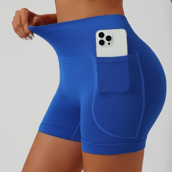 Cross-border European and American Sports Shorts Quick-Drying Tight Yoga Pants with Pockets for Cycling and Running Fitness Shorts
