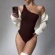New European and American seamless, tight-fitting yoga bodysuit, one-piece, one-shoulder, fitness bodysuit, OQQ.