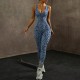 In Stock & New European and American Summer Leopard Print Yoga Bodysuit, Sexy V-Neck, Backless, Slimming Halter Bodysuit.
