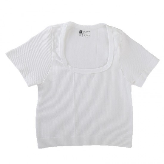 Best-selling cross-border T-shirt, Amazon large square-neck yoga short-sleeved tights for autumn.