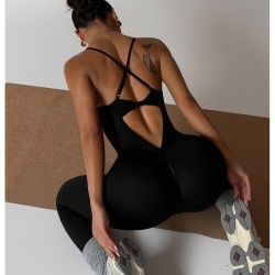 European and American autumn and winter tight yoga bodysuits, back-enhancing, quick-drying, hip-lifting, fitness yoga bodysuits, pilate.