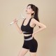 Cross-border colorblock quick-drying yoga suit, high-waisted, hip-lifting, fitness suit, shockproof running sports bra boxer briefs