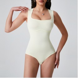 Customized cross-border best-selling seamless bodysuit with a square neck, waist, and hip lift, versatile body-slimming yoga pants.