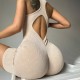 Sample #cross-border ribbed tight yoga jumpsuit, sexy seamless, high-stretch sportswear. Suit