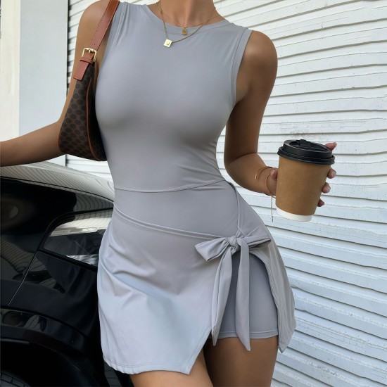 European and American cross-border Amazon exclusive fake two-piece yoga tennis skirt, anti-exposure sports dress, slimming straps for women.