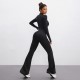 Xiyin's new patchwork zippered yoga jumpsuit, long-sleeved, slim-fitting, hip-lifting fitness jumpsuit for women, European and American autumn and winter