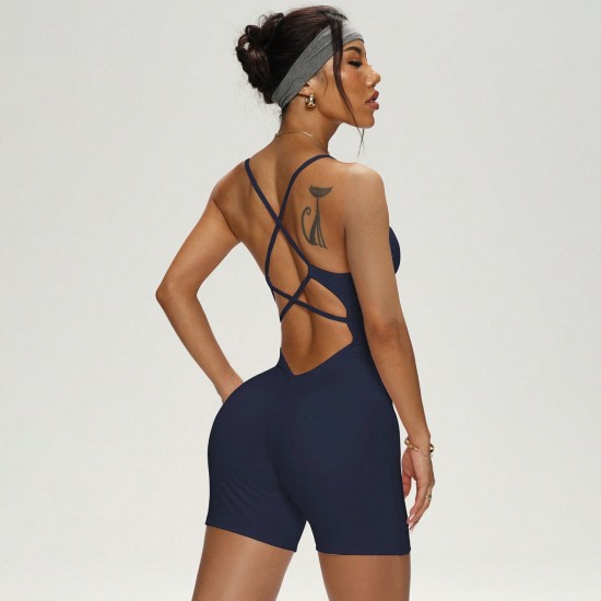 Xiyin's hot-selling patchwork, high-stretch one-piece yoga suit for women, perfect for backs, one-piece fitness and Pilates workout clothes.