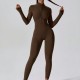 New cross-border tight, zippered, long-sleeved, slim-fitting, hip-revealing fitness bodysuits for women, running and exercise.