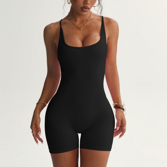 Yoyo recommended yoga jumpsuit for women, high-waisted hip-lifting jumpsuit, seamless cross-strap, open-back fitness suit.