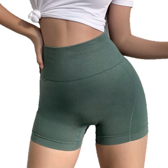 Slimming high-waisted yoga pants, tummy-controlling tights, quick-drying running stretch peach hip-lifting fitness yoga shorts for women.