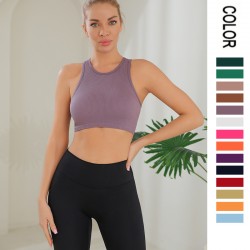 Sleeveless Yoga Tank Top, High-Waisted, Short, Navel-Exposed, Fitness Running Wear, Fashionable, Slimming, Quick-Drying, Fitness Top for Women
