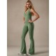 Cross-border hot-selling lace V-neck yoga jumpsuit for women, fashionable, back-enhancing, hip-lifting, tummy-tightening, halter-neck jumpsuit with flared pants
