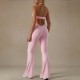Cross-border hot-selling lace V-neck yoga jumpsuit for women, fashionable, back-enhancing, hip-lifting, tummy-tightening, halter-neck jumpsuit with flared pants