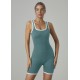 European and American contrasting color, sexy U-back yoga bodysuit, shorts, with padded waist vest, fitness and fitness bodysuit.