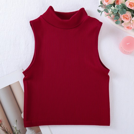 New seamless ribbed high-neck sports vest with full coverage, vertical stripes, quick-drying running and fitness yoga top for women.
