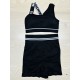 Cross-border one-shoulder, English-style, beautiful back, elastic push-up sports bra, running and fitness three-quarter pants set.