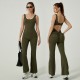 Best-selling cross-border quick-drying yoga jumpsuit, one-piece yoga jumpsuit for women, slimming, tummy-control, and hip-lifting, slightly flared fitness jumpsuit