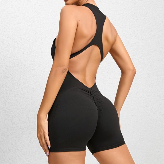 Spring and summer outdoor Pilates jumpsuit, sexy, back-lifting, quick-drying, hip-enhancing fitness yoga jumpsuit for women