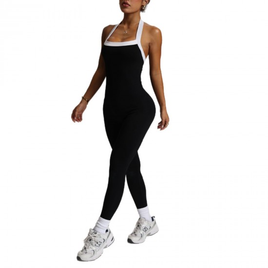 New cross-border contrast color yoga bodysuit, tights, quick-drying, and luxurious autumn/winter yoga wear for women.