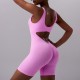 Temu's spring/summer seamless body-shaping sports bodysuit, back-enhancing, tights, and sleeveless fitness bodysuit for women.