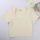 Best-selling cross-border T-shirt, Amazon large square-neck yoga short-sleeved tights for autumn.