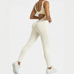 Cross-border shipping, V-waist, seamless, plain weave yoga bodysuit, shapewear, fitness jumpsuit for women. s