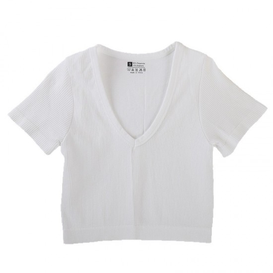 New cross-border V-neck T-shirt, Amazon yoga short-sleeved tights for spring/summer.