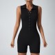 Cross-border Amazon seamless body-shaping sports suit, button-henley collar, sleeveless, casual yoga and fitness jumpsuit.