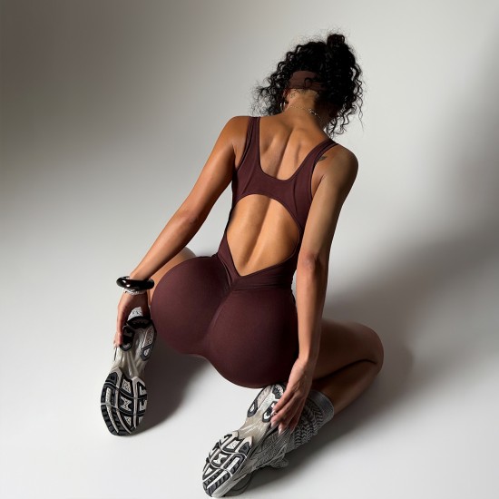 New European and American Seamless Front Zipper Yoga Bodysuit, Tight Sexy Fitness Running Bodysuit