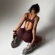 New European and American Seamless Front Zipper Yoga Bodysuit, Tight Sexy Fitness Running Bodysuit