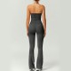 Cross-border best-selling fashion slim-fit flared jumpsuit for women, featuring a beautiful back and hip-lifting fitness yoga jumpsuit. Suitable for outdoor wear.