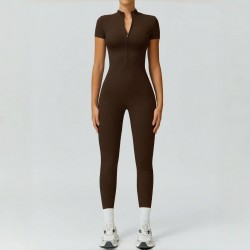 TK's popular high-stretch, quick-drying bodysuit with front zipper for outer wear, a breathable, tight-fitting yoga jumpsuit