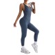 New European and American cross-border seamless, slimming sports bodysuit, cross-body, back-enhancing, ribbed yoga bodysuit for outdoor use.