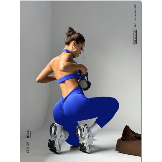 Spring/Summer Hot Sale Women's solid-color, sexy, back-enhancing, quick-drying, workout, hip-lifting, yoga bodysuit for outdoor use.