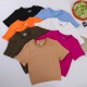 New cross-border round-neck T-shirt, Amazon yoga short-sleeved ribbed cotton spring/summer pullover top.