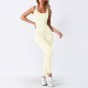 Double-layer Knitted Padded Ribbed Bodysuit, Seamless Bodysuit, Fitness Yoga Bodysuit