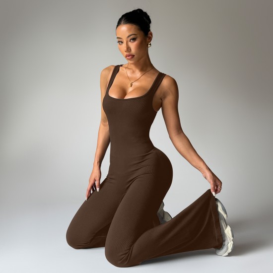 Spring and summer outerwear jumpsuits for women, contrasting straps, sexy, back-enhancing, quick-drying, hip-lifting, fitness yoga bodysuits.