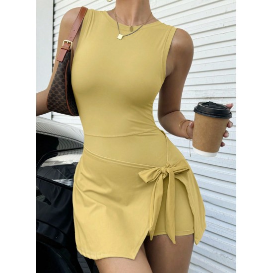 2025 European and American fake two-piece anti-exposure tight-fitting tennis skirt slim casual beautiful back yoga dress pants women