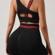Cross-border one-shoulder, English-style, beautiful back, elastic push-up sports bra, running and fitness three-quarter pants set.