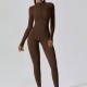New cross-border tight, zippered, long-sleeved, slim-fitting, hip-revealing fitness bodysuits for women, running and exercise.