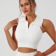Polo lapel vest with ribbed bra pads for women, slimming and transparent for running. Airy sleeveless yoga fitness top