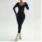 New cross-border seamless ribbed long-sleeved, high-elastic, tummy-control, body-shaping, fitness training, and yoga wear for women.