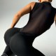 [New] Cross-border best-selling leopard print jumpsuit with a hollow back and mesh mesh, a pure, sexy hip-lifting yoga jumpsuit for women.